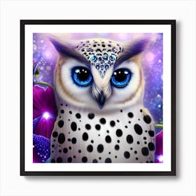 Owl With Blue Eyes 16 Art Print