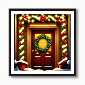 Christmas Decoration On Home Door (42) Art Print