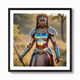 Woman In Armor Art Print