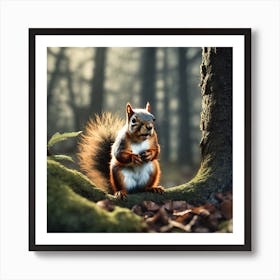 Red Squirrel In The Forest 36 Art Print