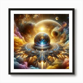 Spaceship In The Clouds 1 Art Print