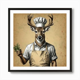 Chef Deer 4 Art Print