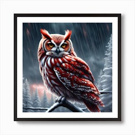 Owl In The Snow Art Print