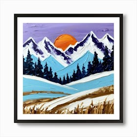 Abstract Sunset Over The Mountains Art Print