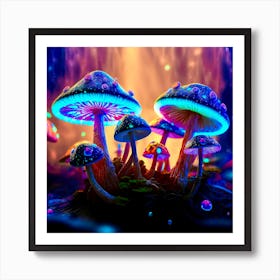 Mushrooms In The Forest Art Print