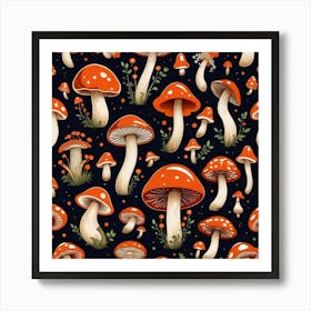 Seamless Pattern With Mushrooms 16 Art Print