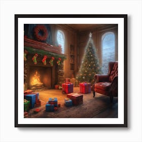 Christmas In The Living Room 40 Art Print