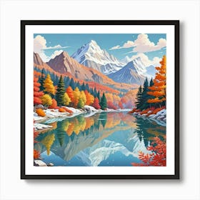 Serene Mountain Landscape Art Print (2) Art Print