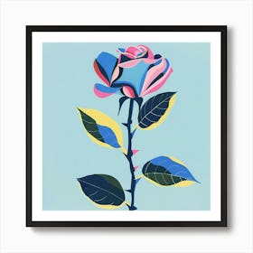 Rose 2 Square Flower Illustration Art Print