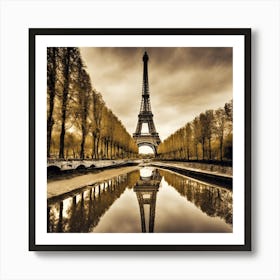 Eiffel Tower Reflection Art Print
