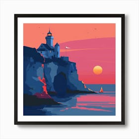 Sunset At The Lighthouse Art Print