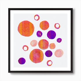 Orange Purple Floral Circles Large Small Art Print