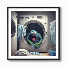 Monster In The Washing Machine Art Print