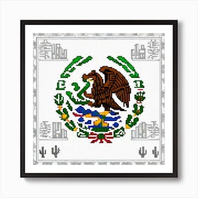 Mexico Flag Cross Stitch Art Print