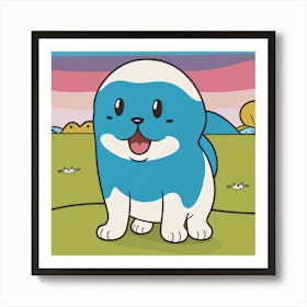 Blue And White Dog Art Print