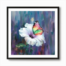 Butterfly On Hibiscus Canvas Print Art Print