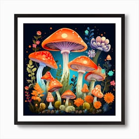 Mushrooms In The Forest 91 Art Print