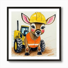 Construction Deer 2 Art Print