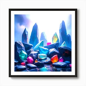 Colorful Stones In The Water Art Print