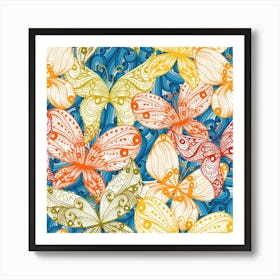 Hand Drawn Butterfly Pattern 03 Art Print