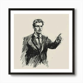 Man In Suit Pointing Art Print