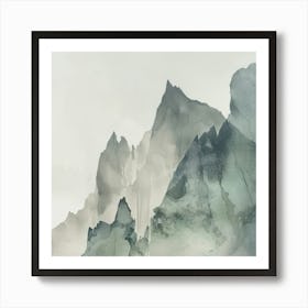 Japanese Watercolour Of Mount Goryu 4 Art Print