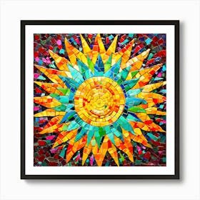 Mosaic Sun A Sun Created From A Mosaic Of Small Tiles 16 Art Print