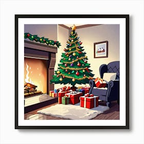 Christmas Tree In The Living Room 7 Art Print