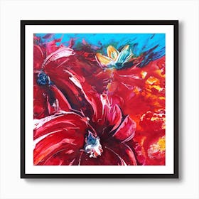Colourful Tropical Flower Painting 1 Square Art Print