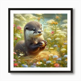 Otter In The Meadow 1 Art Print