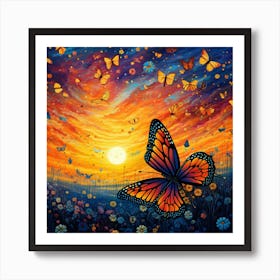 Butterfly At Sunset 2 Art Print