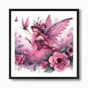 Pink Fairy Girl Art Print