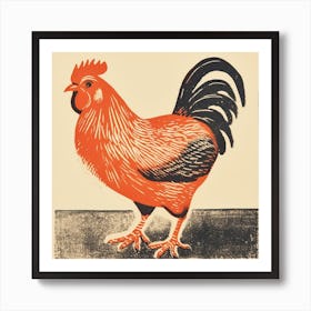 Retro Bird Lithograph Chicken 5 Art Print