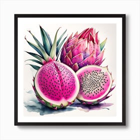 Dragon Fruit Watercolor Illustration Art Print