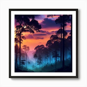 Sunset In The Forest 1 Art Print