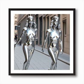 Two Women In Silver Art Print