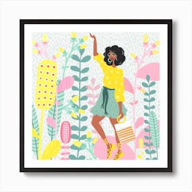 Girl In The Flowers Art Print