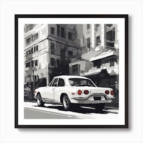 White Car On The Street Art Print