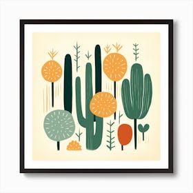 Rizwanakhan Simple Abstract Cactus Non Uniform Shapes Petrol 75 Art Print