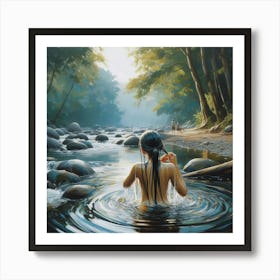 Girl In A River Art Print