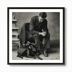 A human with dog. Art Print