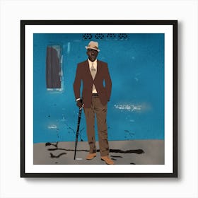 Congo, African Man With Cane, Sapeur Art Print