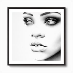 Rihanna Minimal Pencil Portrait Traditional Art Black and White Art Print