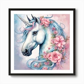 Beautiful Floral Unicorn Art Print