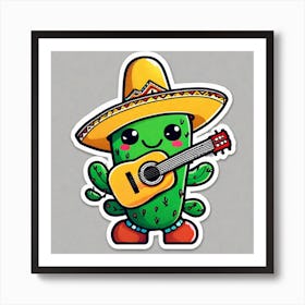 Cactus With Guitar 18 Art Print