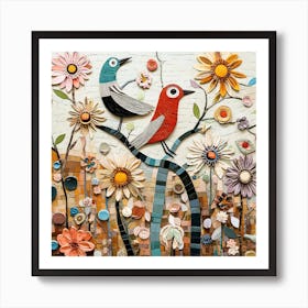 Birds In The Garden X2 with AC Effect Art Print