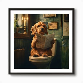 Dog Reading Newspaper Art Print