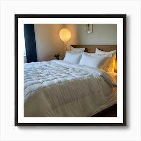 A Photo Of A Bed With A Large (3) Poster