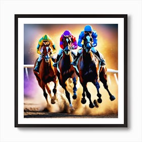 Jockeys Racing Horses 11 Art Print