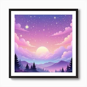 Sky With Twinkling Stars In Pastel Colors Square Composition 207 Art Print
